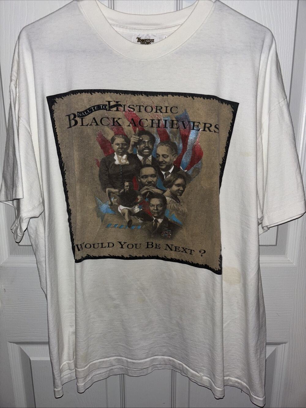Vintage Historic Black Achievers T-shirt Black History Month XL 26x27 Single